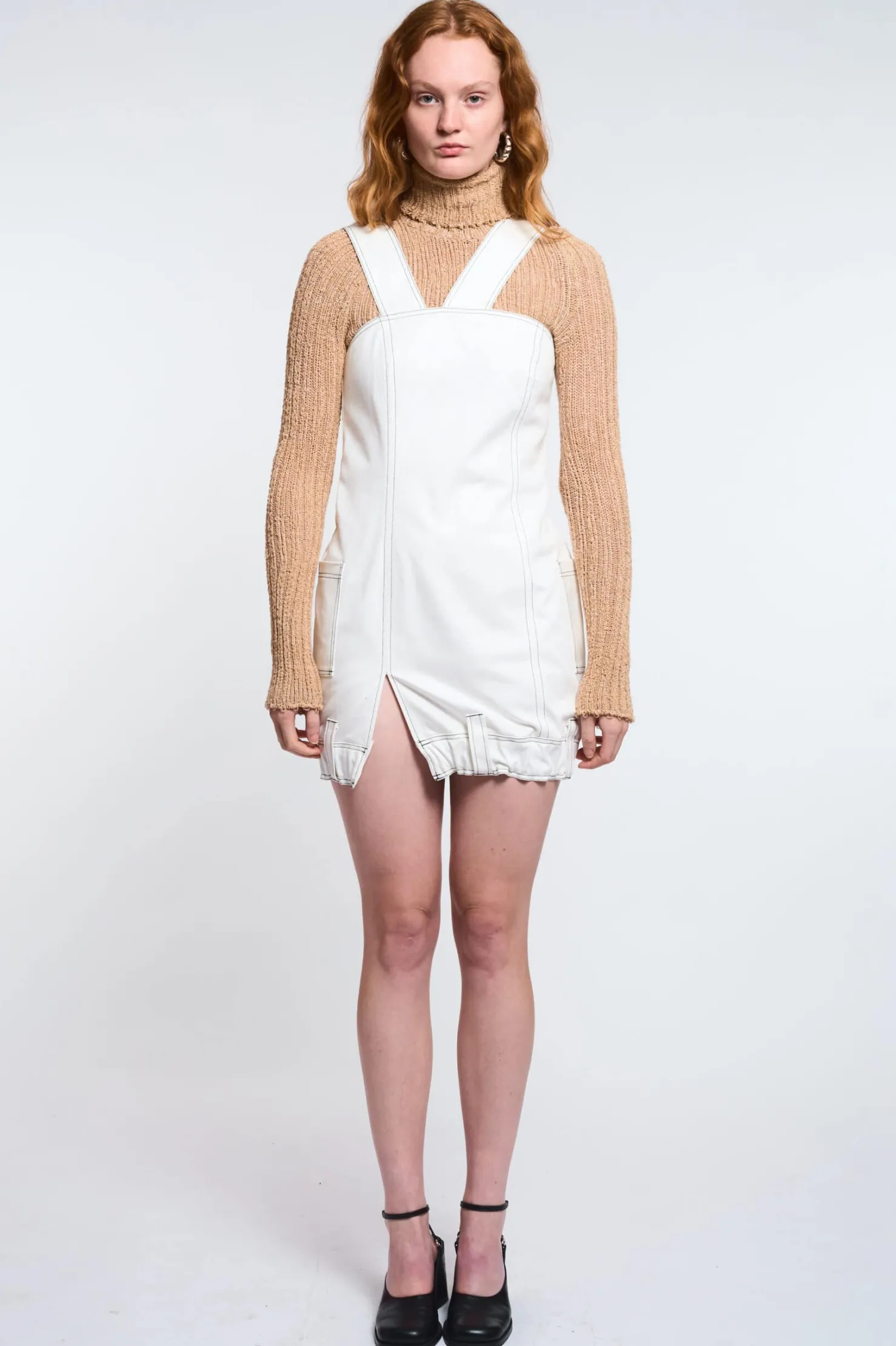 MaisonCléo Robes>LA POUPETTE DÉFILÉ LOOK 18 – Robe SOLENA boule en denim de coton blanc