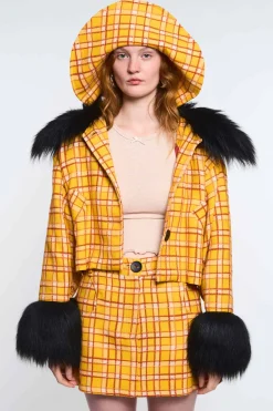 MaisonCléo Jupes>LA POUPETTE DÉFILÉ LOOK 21- Chapeau ROGER tweed laine jaune tartan large format