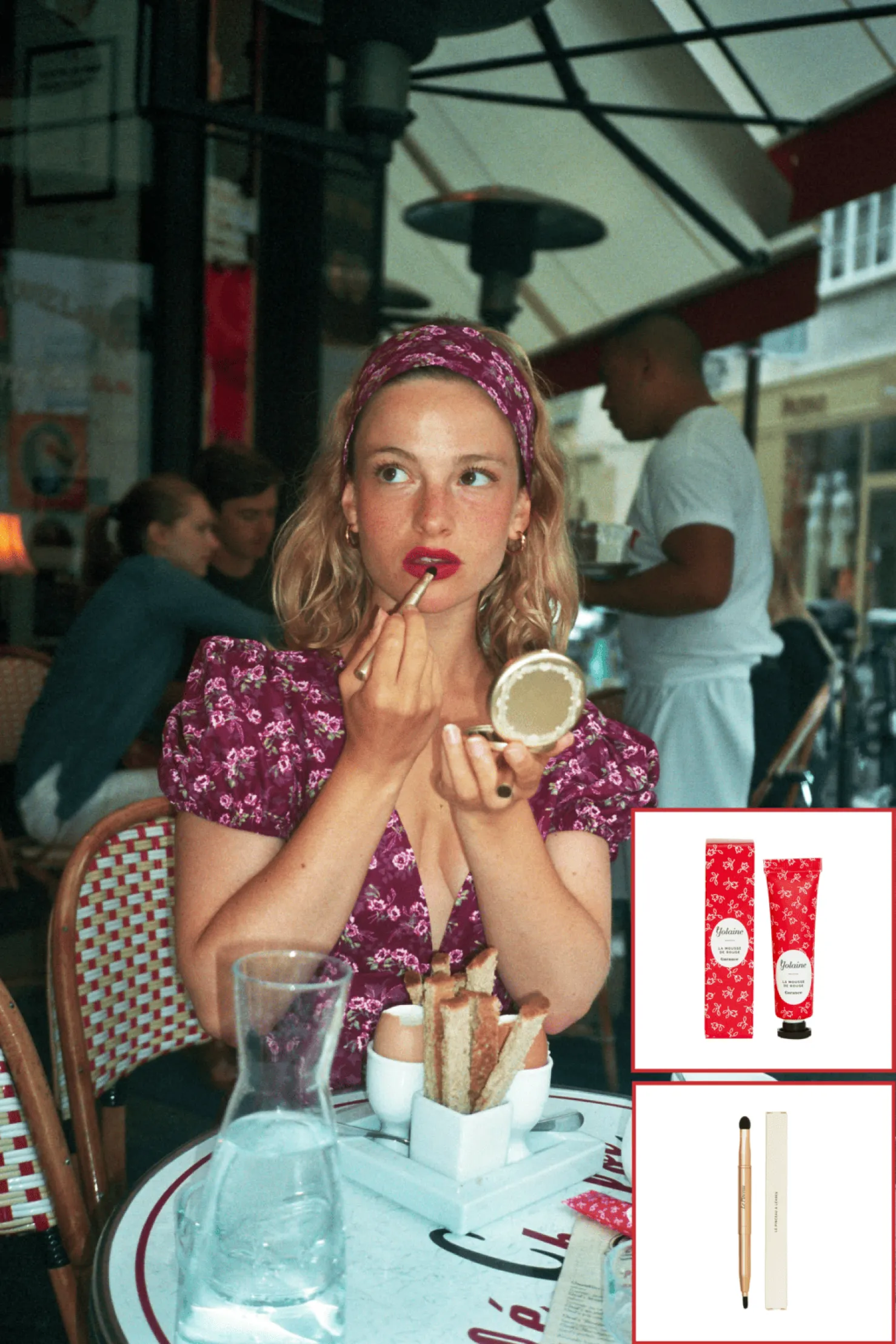 MaisonCléo Blouses>« Le Pack Sexy » : MAISONCLÉO X YOLAINE PARIS : Blouse Sonia + rouge à lèvres Garance + pinceau + accessoire cheveux
