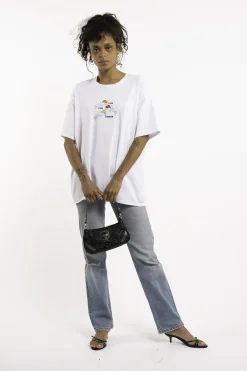 MaisonCléo Tops>Le T-shirt « Fuck Fast Fashion – dauphins – cowboy » – turquoise – oversize