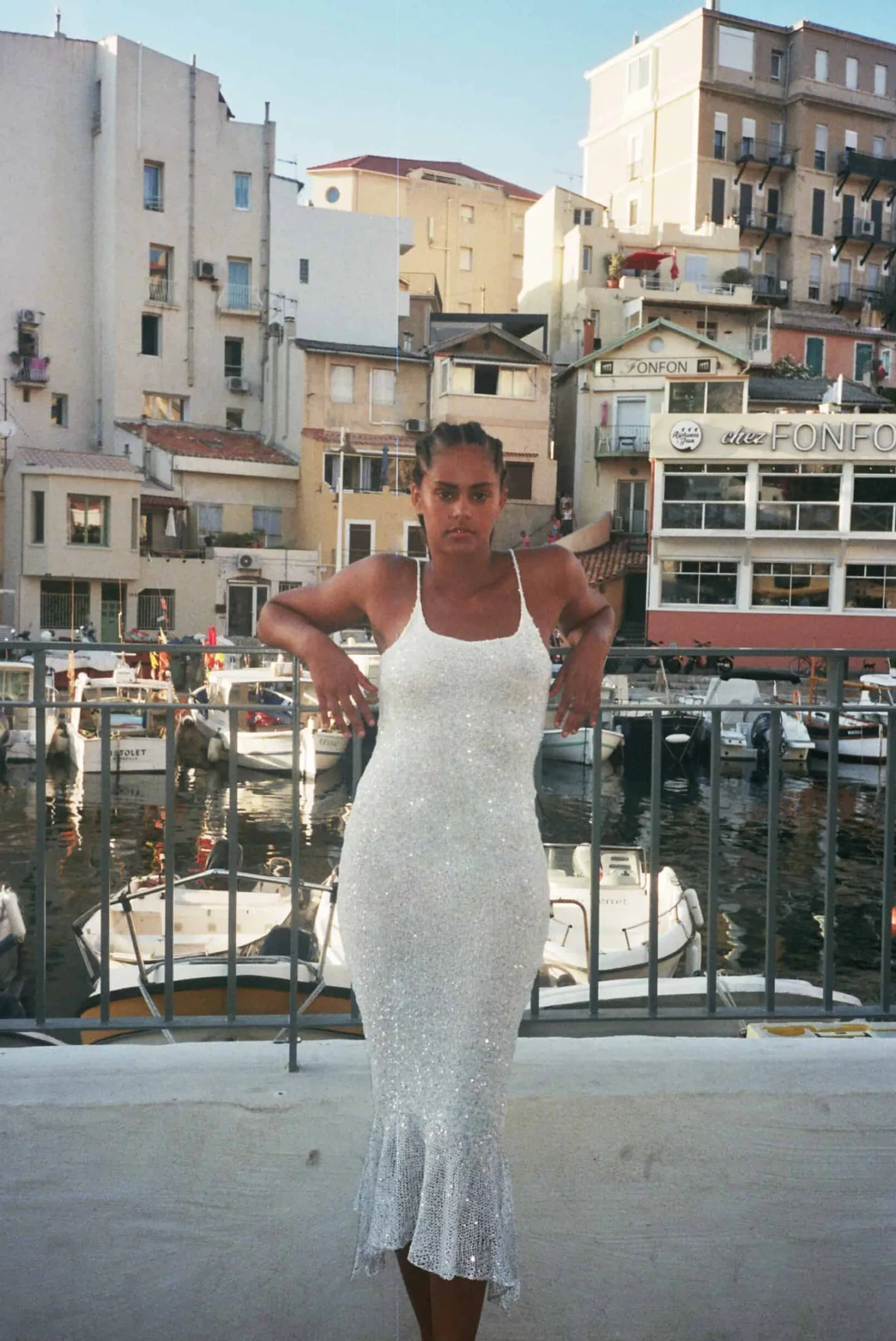 MaisonCléo Robes|Mailles>Longue robe sirène tricotée à sequins blanche neige