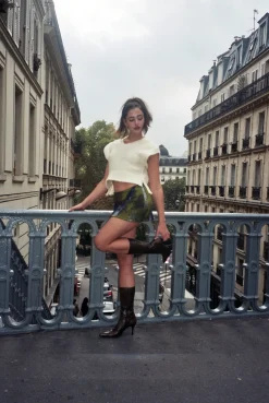 MaisonCléo Jupes>Mini jupe en laine imprimé psychédélique 90s PARIS