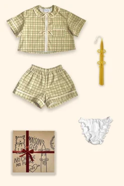 MaisonCléo Tops>PACK 5 : Chemise pyjama + short pyjama + culotte froufrous + bougie noeuds x Eska Paris + Xmas box- HOLIDAYS CAPSULE 23/25