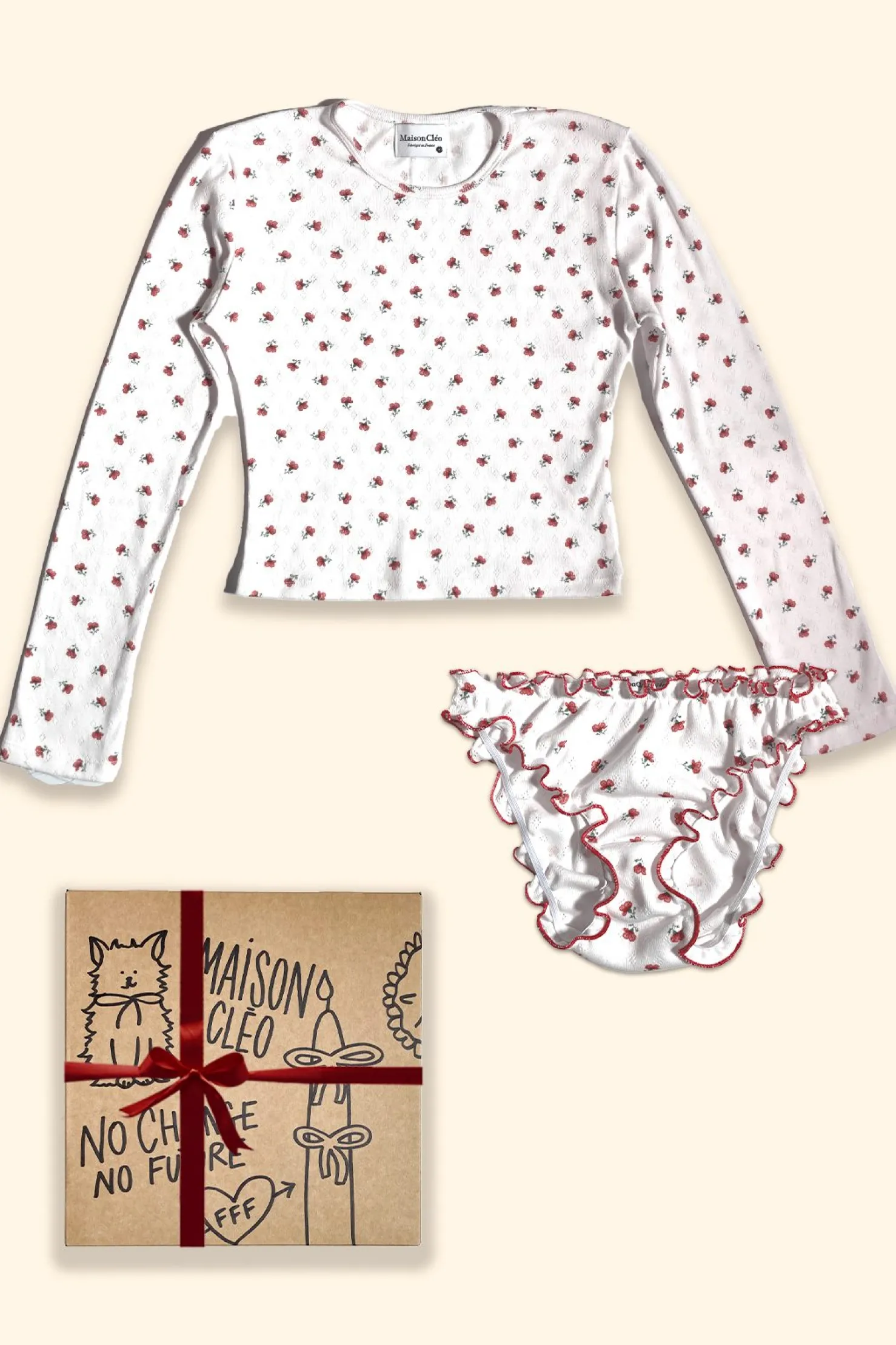 MaisonCléo Tops>PACK 2 : T-shirt coquelicots + culotte coquelicots + Xmas box – HOLIDAYS CAPSULE 20/25