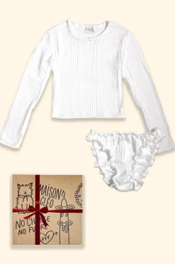 MaisonCléo Tops>PACK 1 : T-shirt pointelle + culotte pointelle + Xmas box – HOLIDAYS CAPSULE 19/25