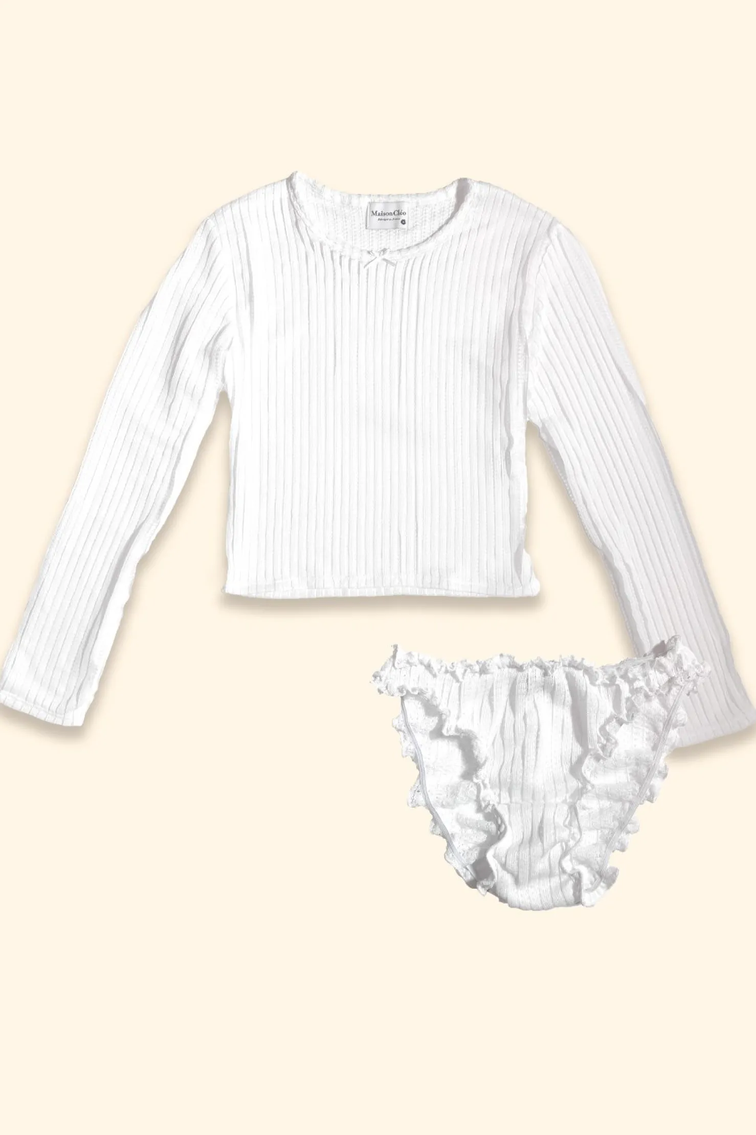 MaisonCléo Tops>PACK 1 : T-shirt pointelle + culotte pointelle + Xmas box – HOLIDAYS CAPSULE 19/25