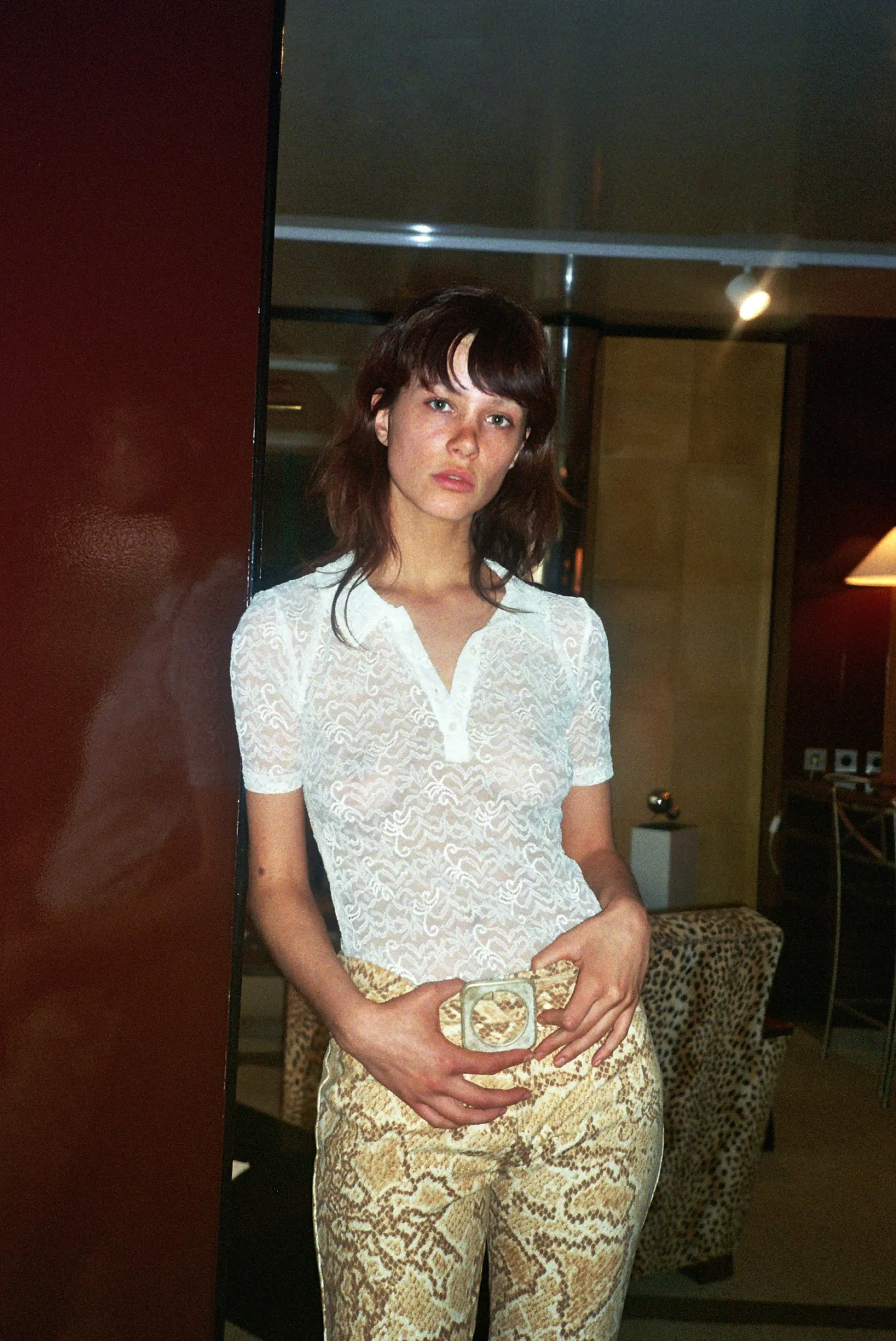 MaisonCléo Tops>Polo boutonné en dentelle blanc cassé Cléa