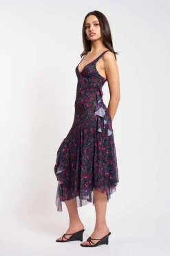 MaisonCléo Robes>Robe à volants petites roses en maille volantée ADÈLE