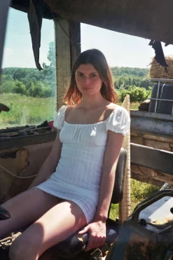 MaisonCléo Robes>Robe babydoll en jersey pointelle blanc