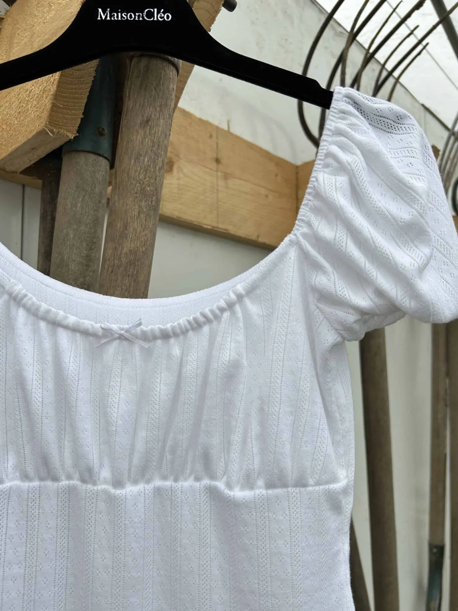 MaisonCléo Robes>Robe babydoll en jersey pointelle blanc