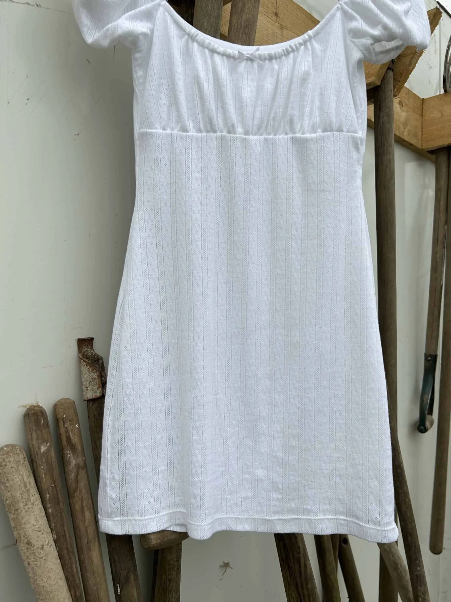MaisonCléo Robes>Robe babydoll en jersey pointelle blanc