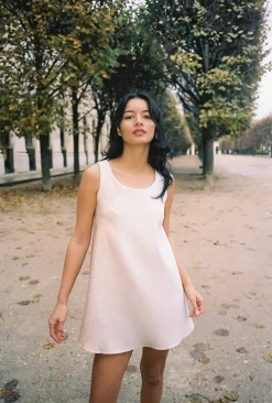 MaisonCléo Robes>Robe chasuble trapèze en organza de soie doré