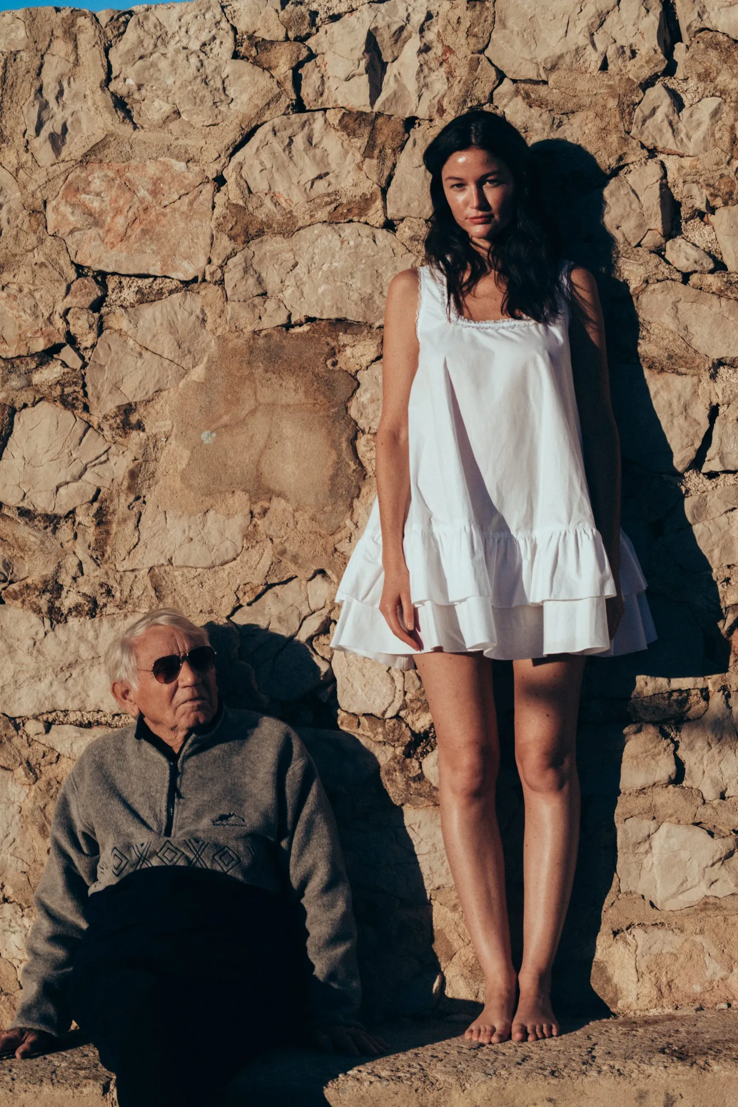 MaisonCléo Robes>Robe CORA babydoll oversize en coton blanc et dentelle volantée