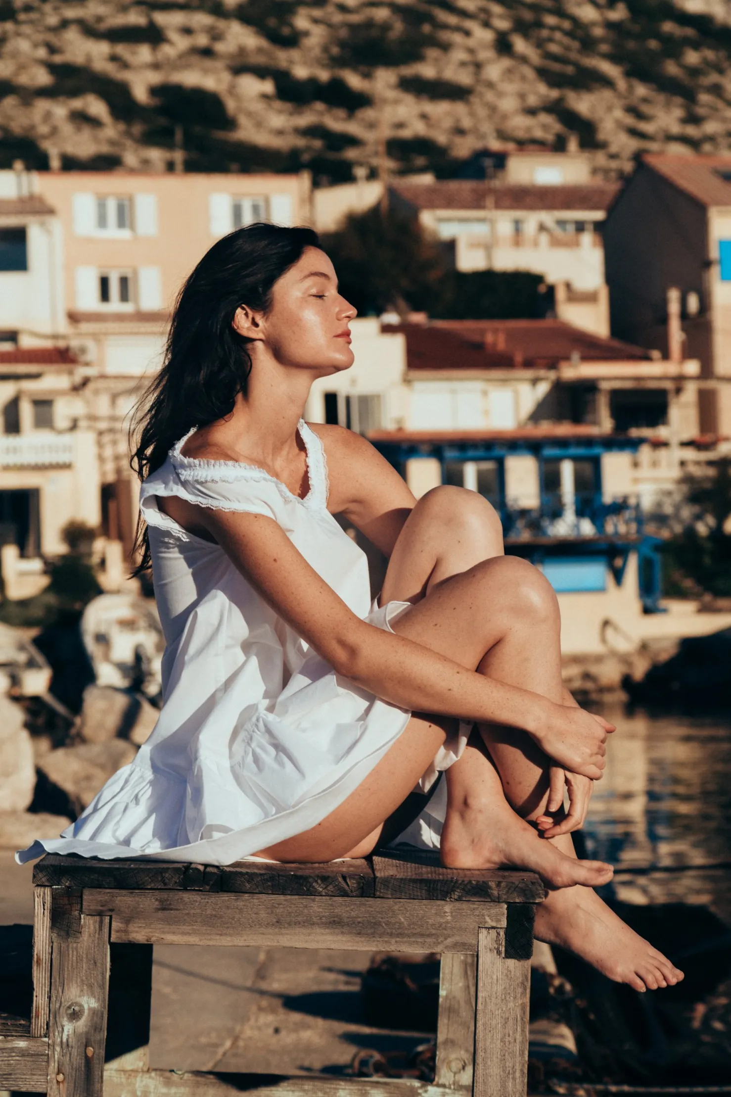 MaisonCléo Robes>Robe CORA babydoll oversize en coton blanc et dentelle volantée