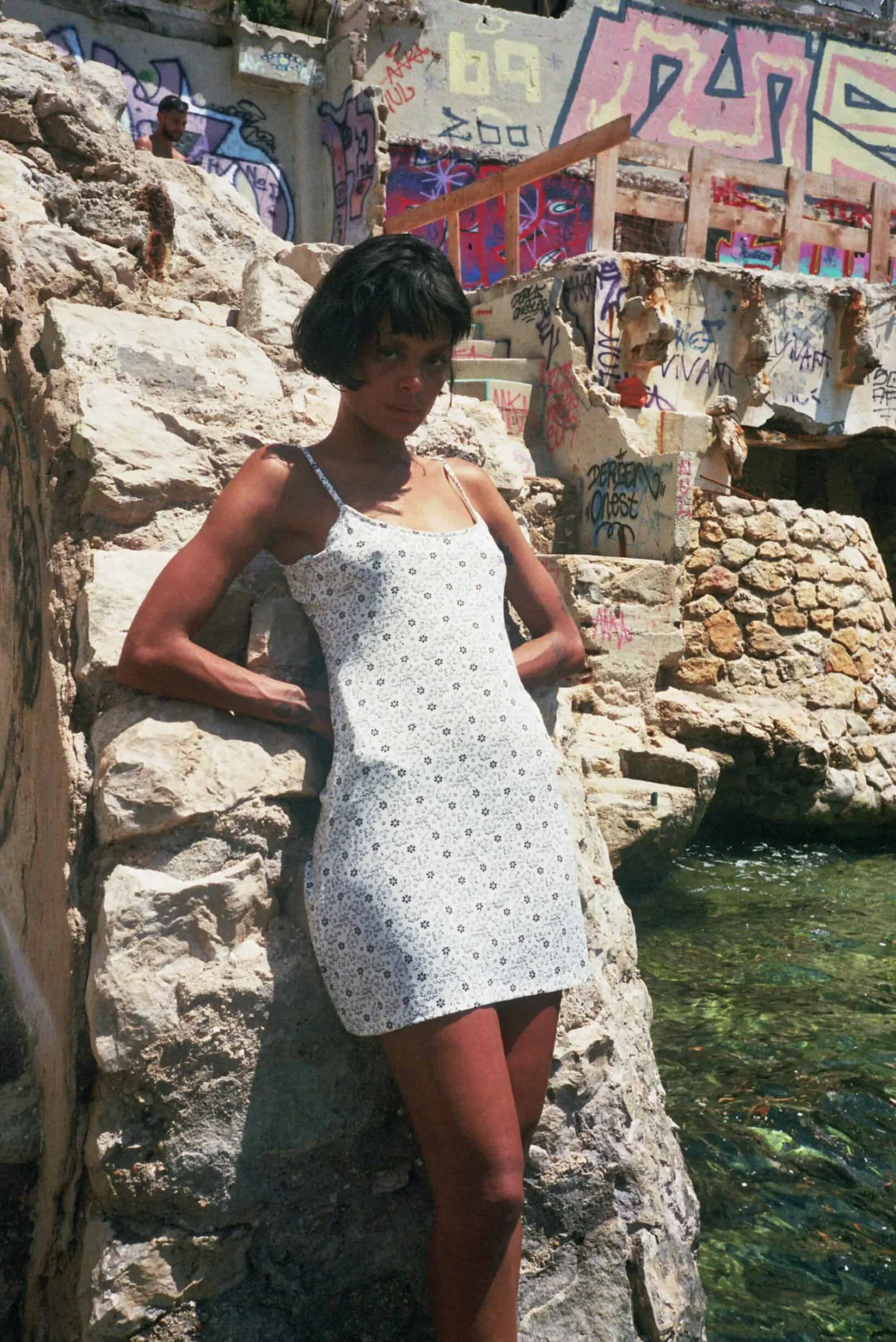 MaisonCléo Robes>Robe de plage à motif fleuri noir et blanc