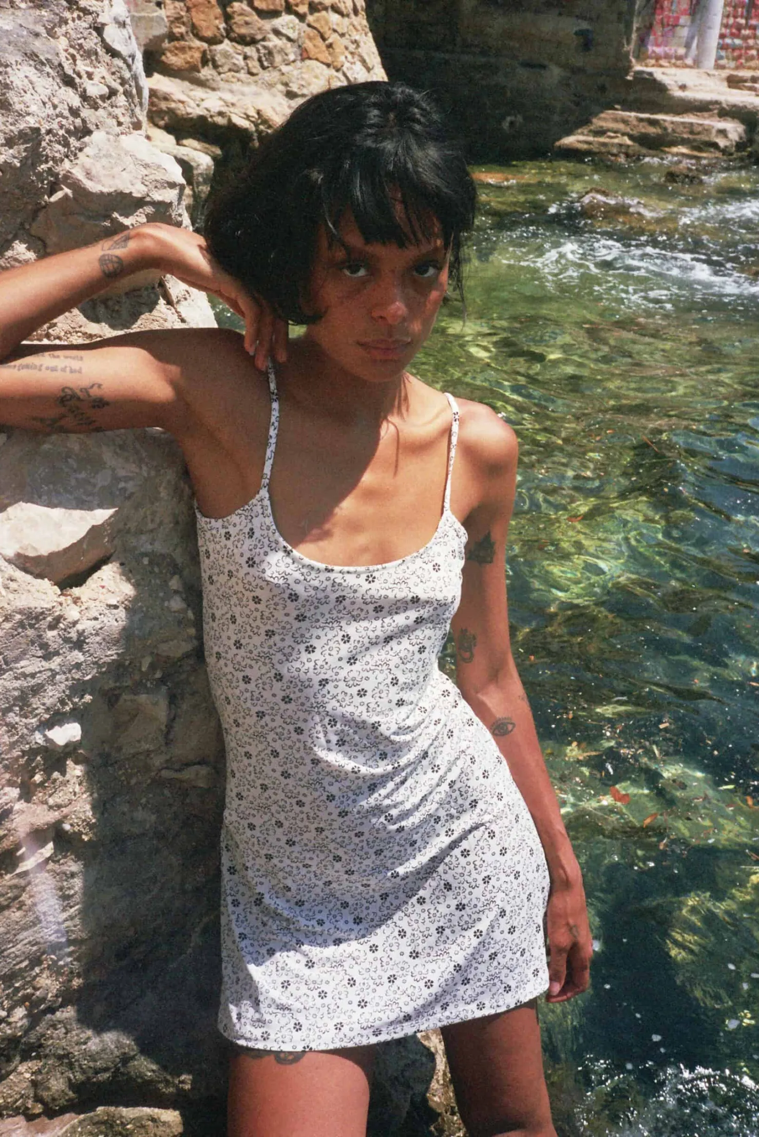 MaisonCléo Robes>Robe de plage à motif fleuri noir et blanc