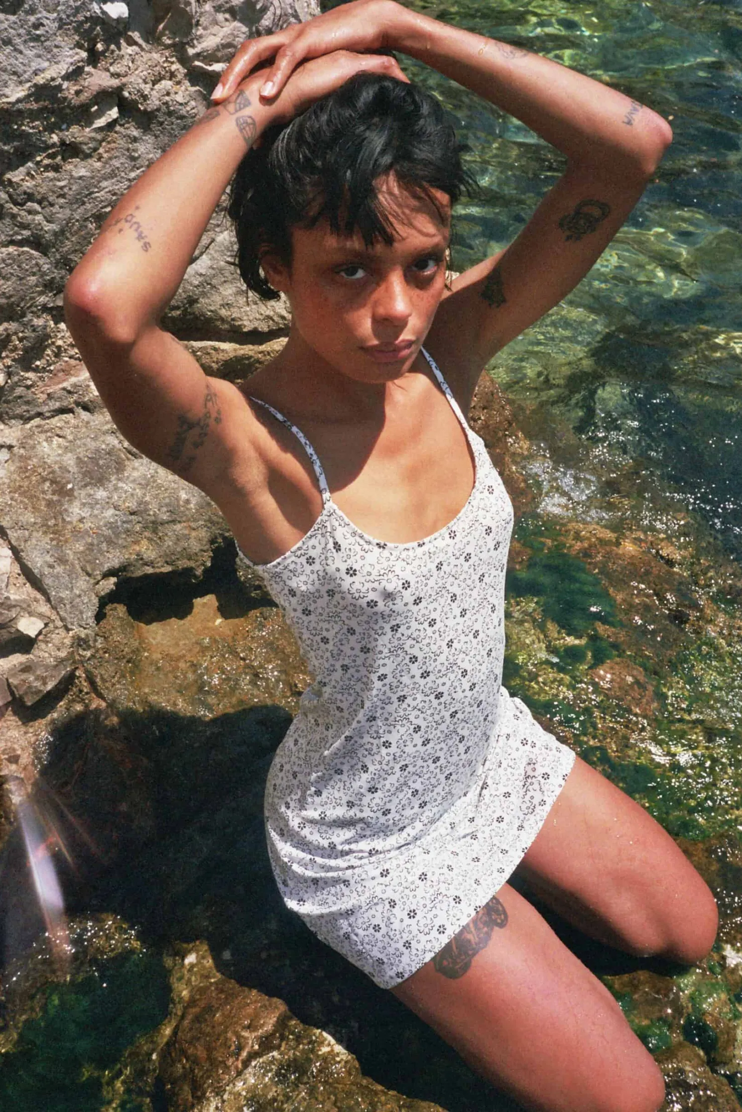 MaisonCléo Robes>Robe de plage à motif fleuri noir et blanc