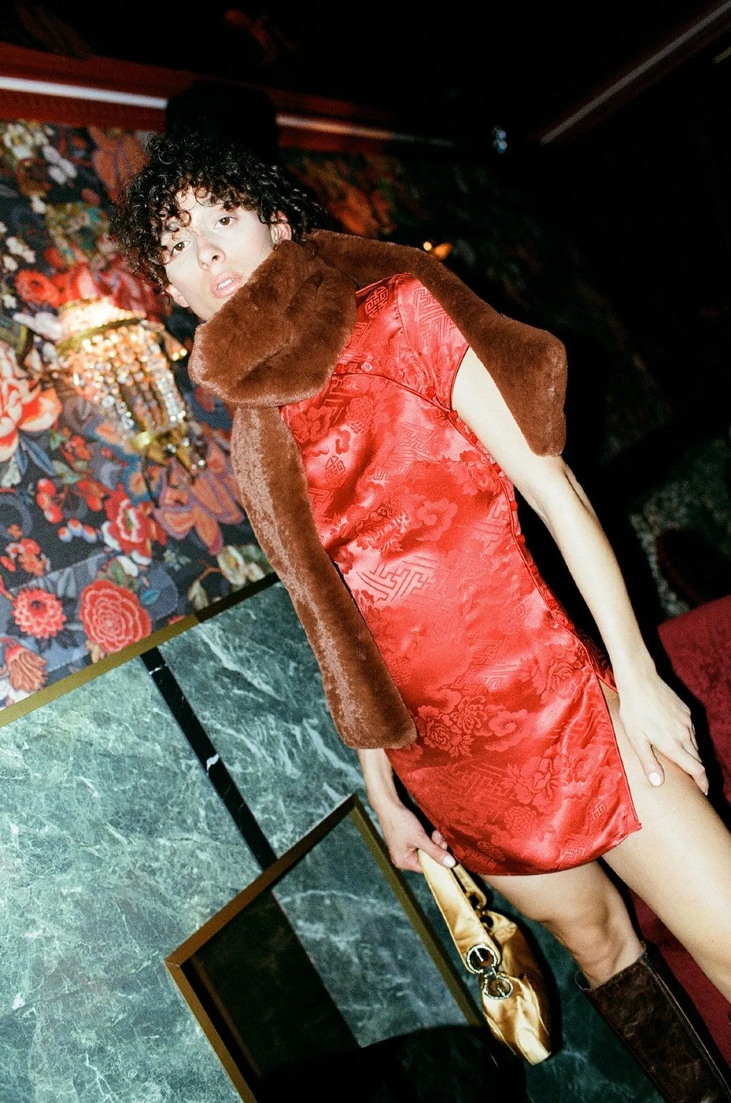 MaisonCléo Robes>Robe en soie chinoise rouge boutonnée JEN