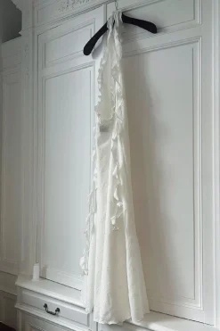 MaisonCléo Robes>Robe FELISA longue dos nu en coton fleuri avec volants