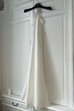 MaisonCléo Robes>Robe FELISA longue dos nu en coton fleuri avec volants