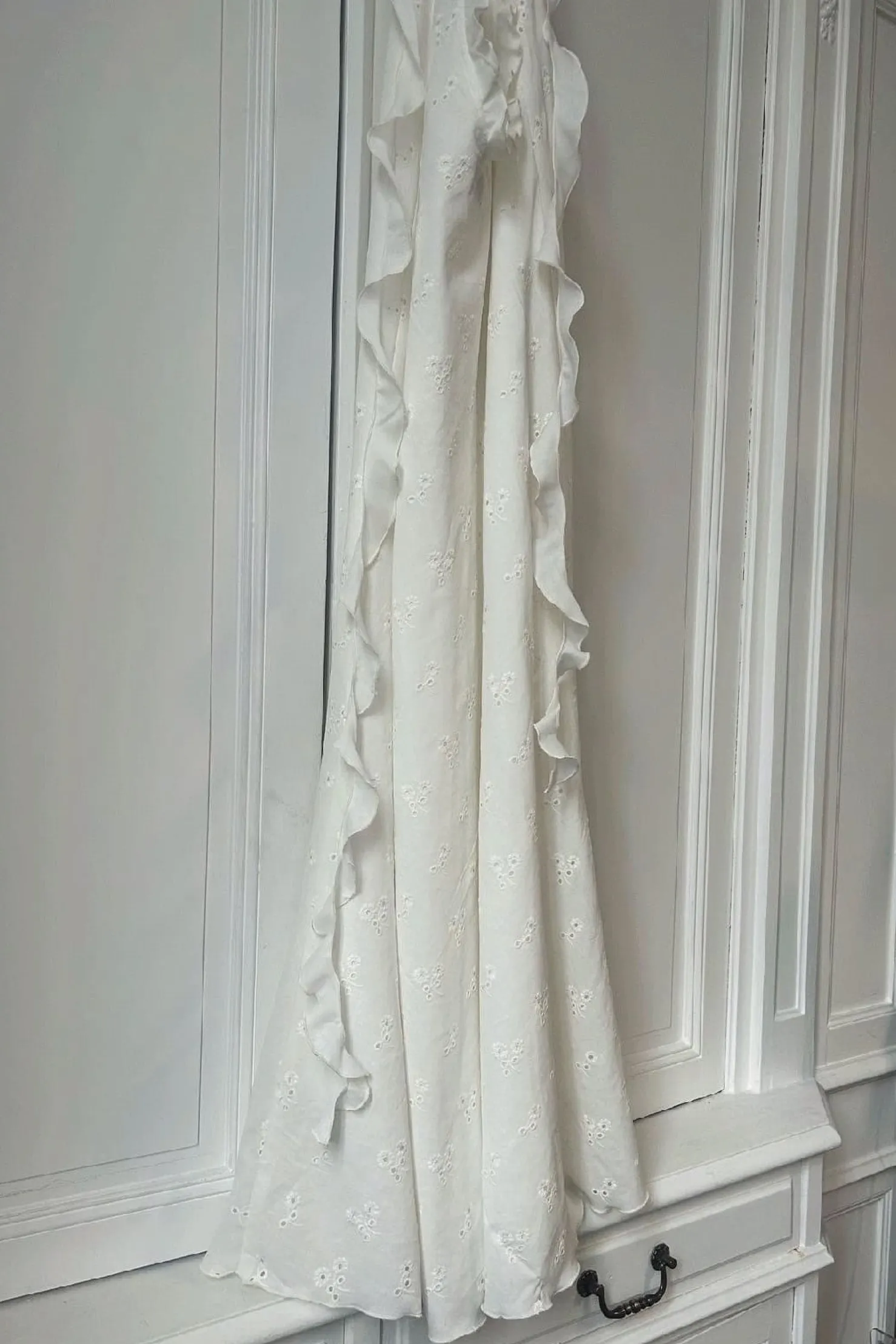 MaisonCléo Robes>Robe FELISA longue dos nu en coton fleuri avec volants