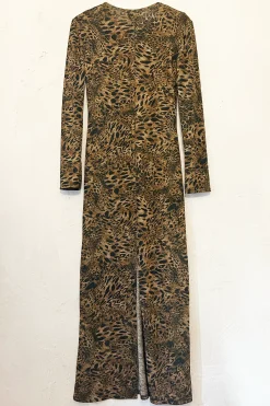 MaisonCléo Robes>Robe jersey leopard longue ADRIANA