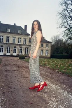 MaisonCléo Robes>Robe longue GRACE en jersey pailleté à motifs – HOLIDAYS CAPSULE 4/25