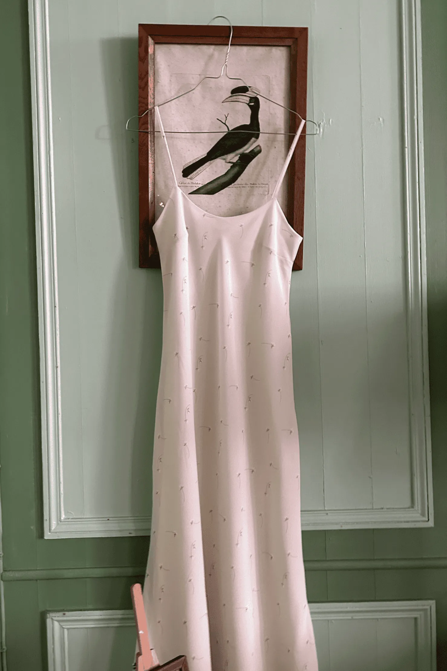 MaisonCléo Robes>Robe longue JIMENA en mousseline de soie fleurie beige