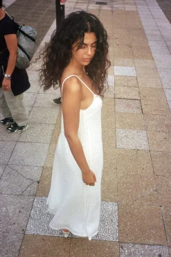 MaisonCléo Robes>Robe longue JIMENA sirène blanche en maille à paillettes