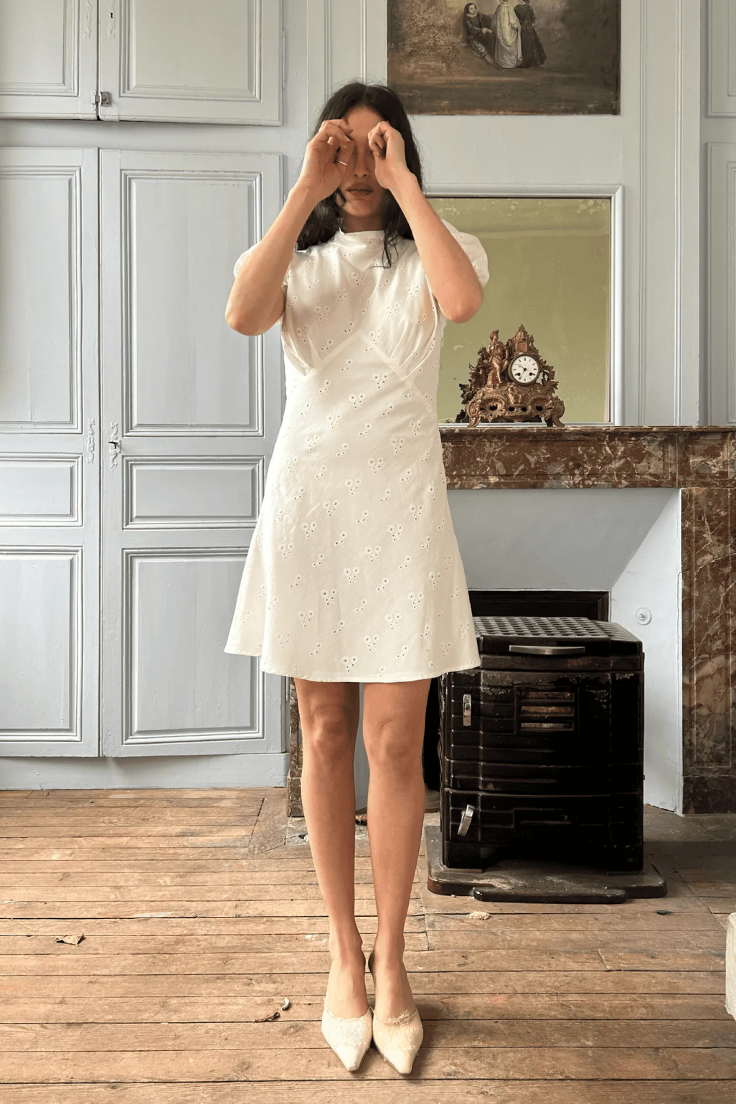 MaisonCléo Robes>Robe MORANE en coton de broderie anglaise fleurie