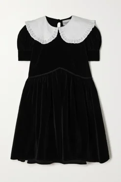 MaisonCléo Robes>Robe oversize en velours de coton noir JOSEPHINE