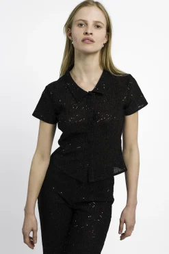 MaisonCléo Blouses>RUNWAY LOOK 45 – Blouse à sequins noirs