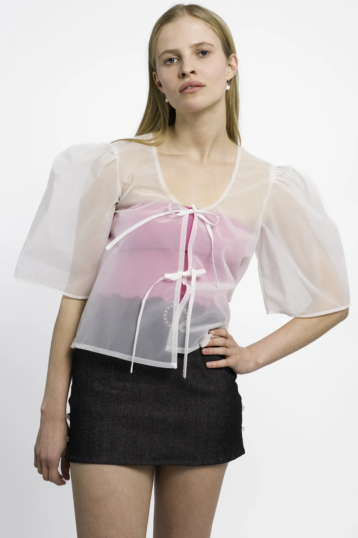 MaisonCléo Blouses>RUNWAY LOOK 36 – Blouse blanche transparente style imperméable AGNES