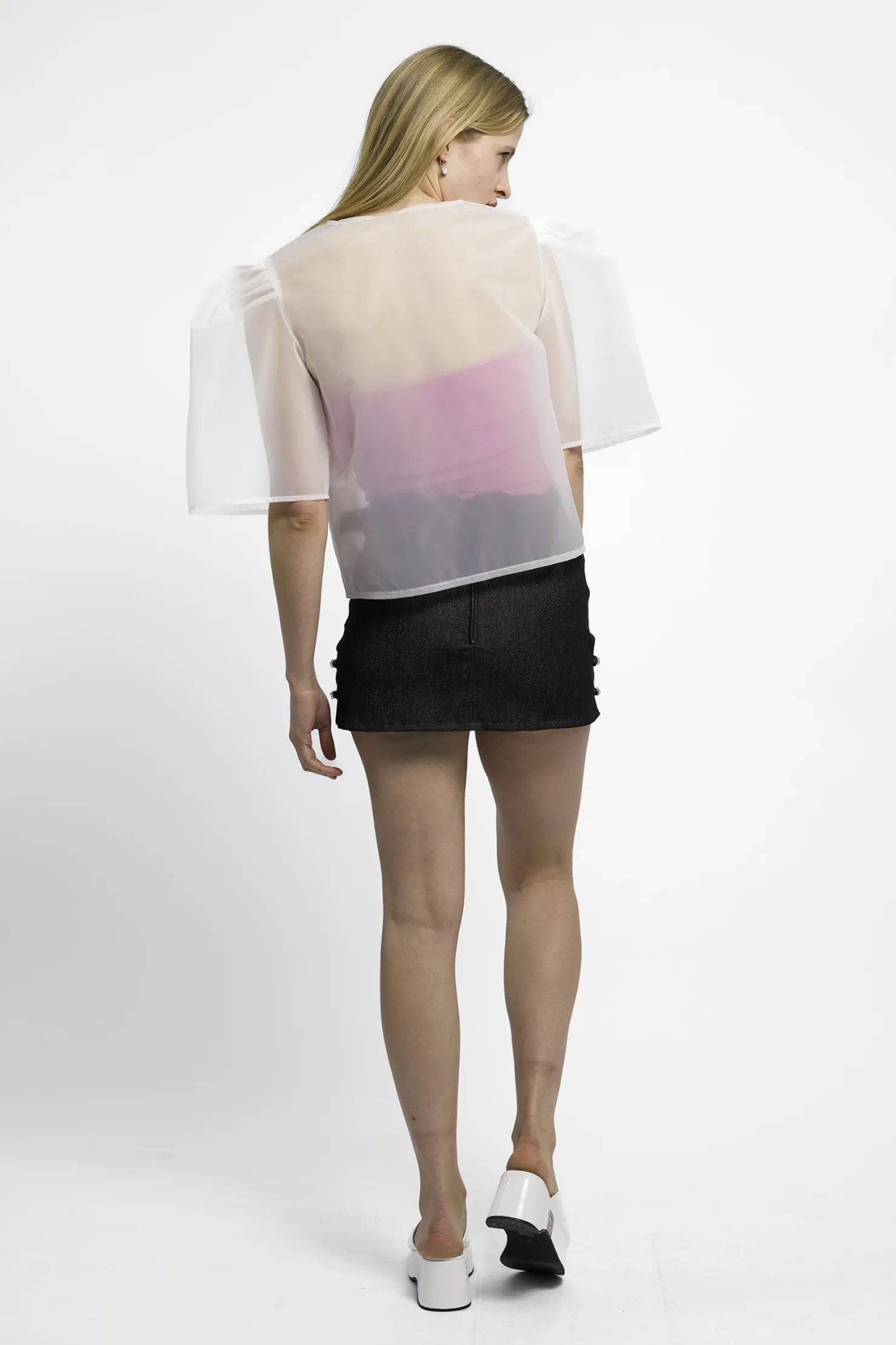 MaisonCléo Blouses>RUNWAY LOOK 36 – Blouse blanche transparente style imperméable AGNES