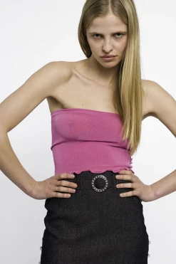 MaisonCléo Tops>RUNWAY LOOK 36 – Bustier rose fuschia peau de sirène