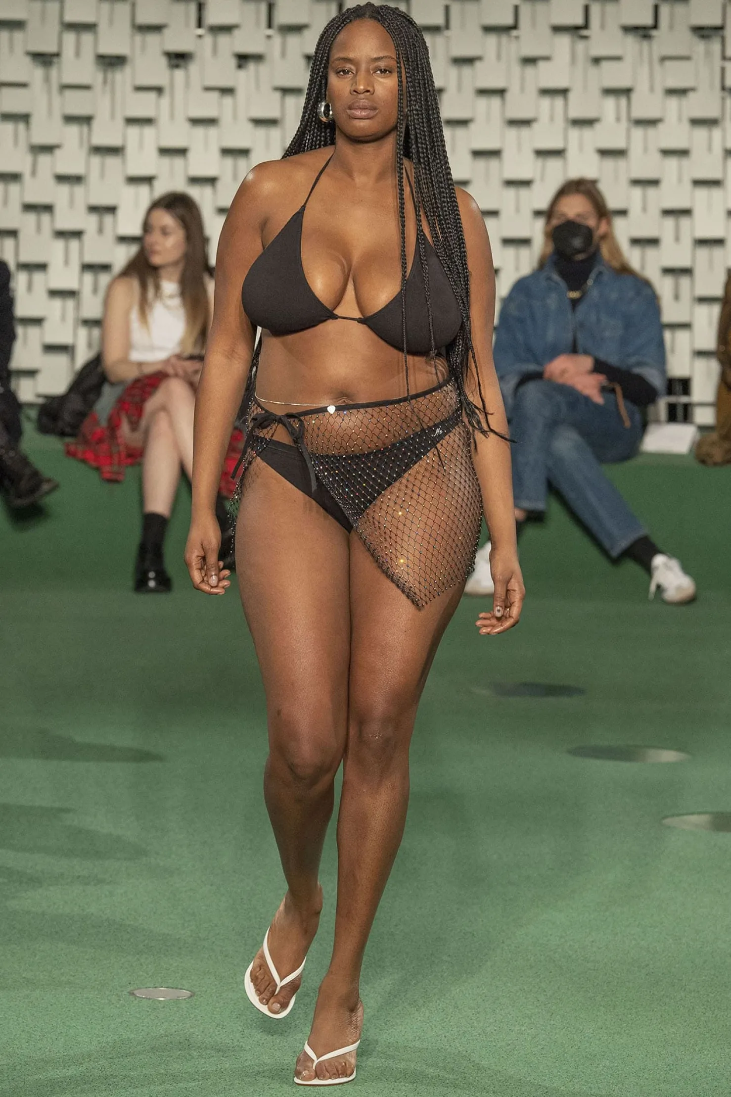 MaisonCléo Maillot De Bain>RUNWAY LOOK 48 – Haut de maillot de bain bikini en coton noir MC Girl