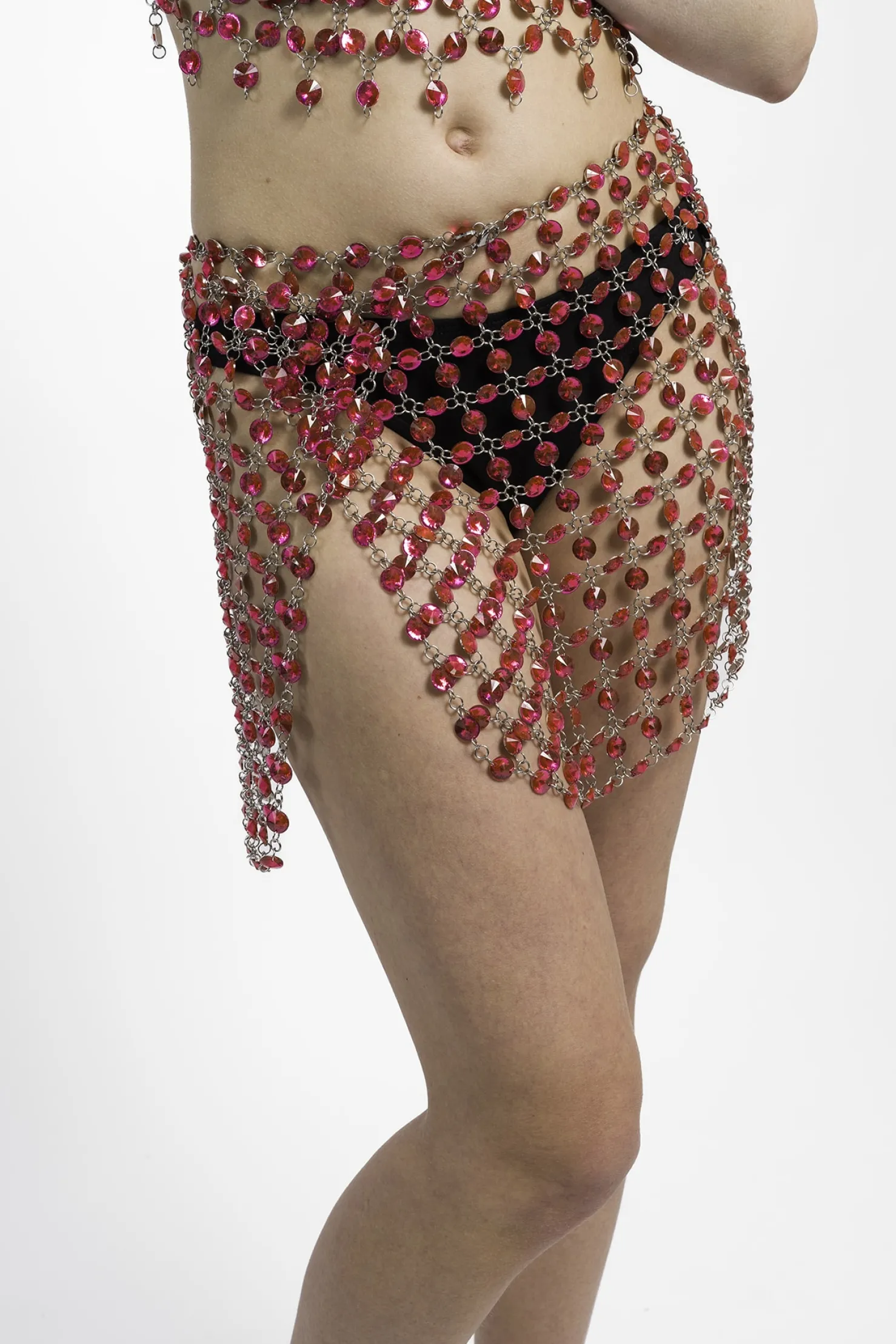 MaisonCléo Jupes>RUNWAY LOOK 24 – Jupe pareo exclusive en crystal rose