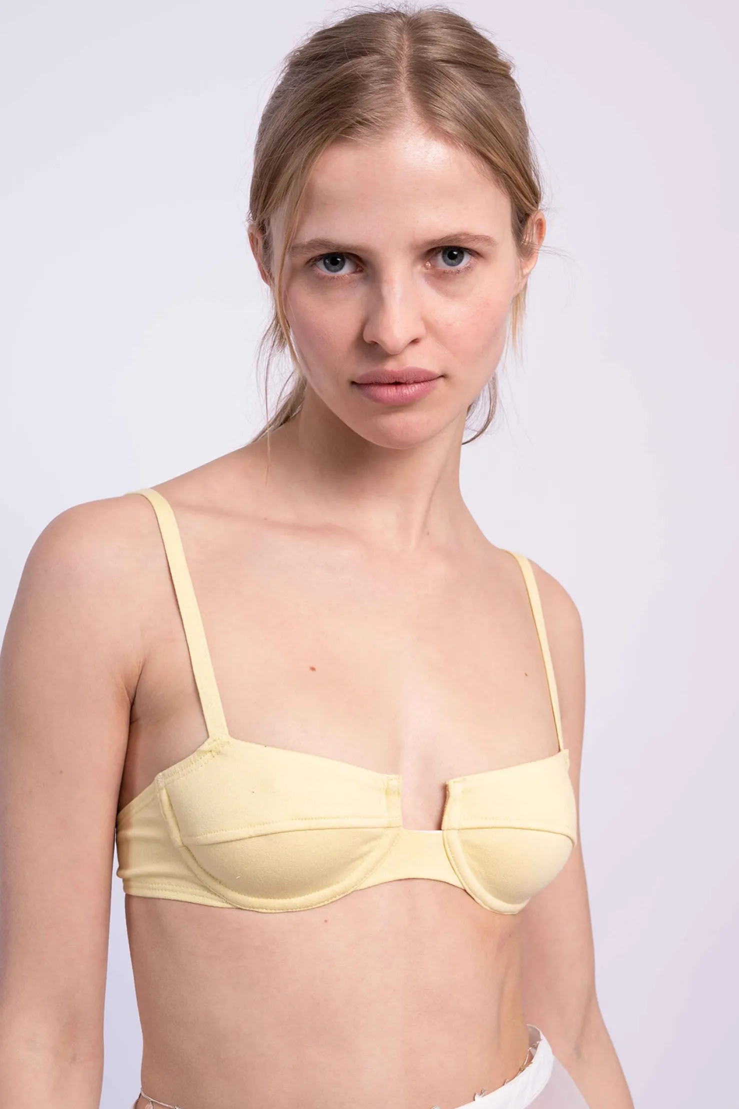 MaisonCléo Maillot De Bain>RUNWAY LOOK 19 – Maillot de bain jaune en coton balconnet « MC Girl »
