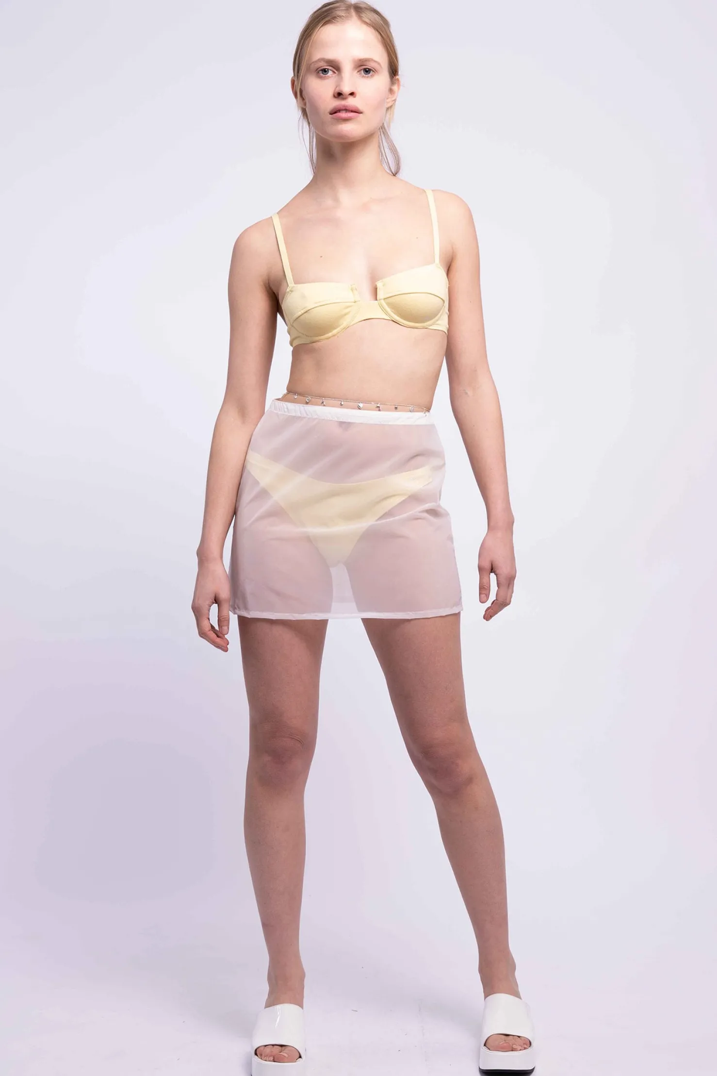 MaisonCléo Maillot De Bain>RUNWAY LOOK 19 – Maillot de bain jaune en coton balconnet « MC Girl »