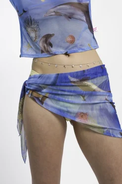 MaisonCléo Jupes|Maillot De Bain>RUNWAY LOOK 12 – Paréo de plage dauphins et coquillages
