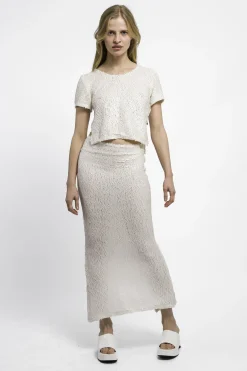 MaisonCléo Blouses|Tops>RUNWAY LOOK 47 – Top avec petites écailles sequins de sirène blanc cassé