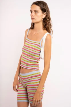 MaisonCléo Tops>Short cycliste tricoté CANDICE bleu multicolore