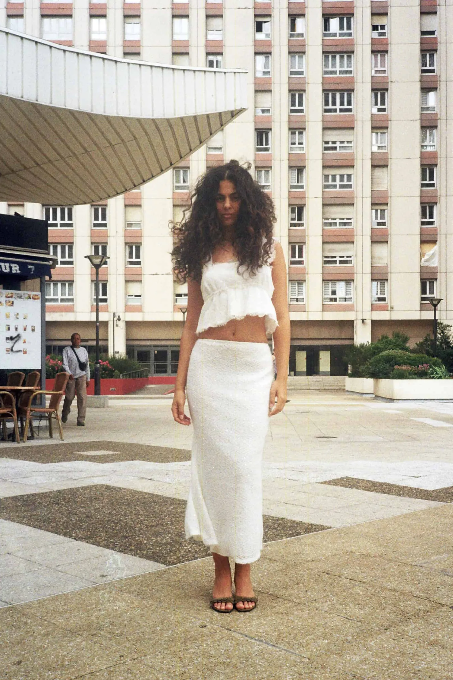 MaisonCléo Tops>Top LOUISETTE en dentelle de Calais fleurie et soie