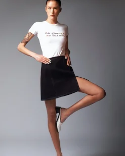 MaisonCléo Tops>T-shirt argenté glitter No Change No Future