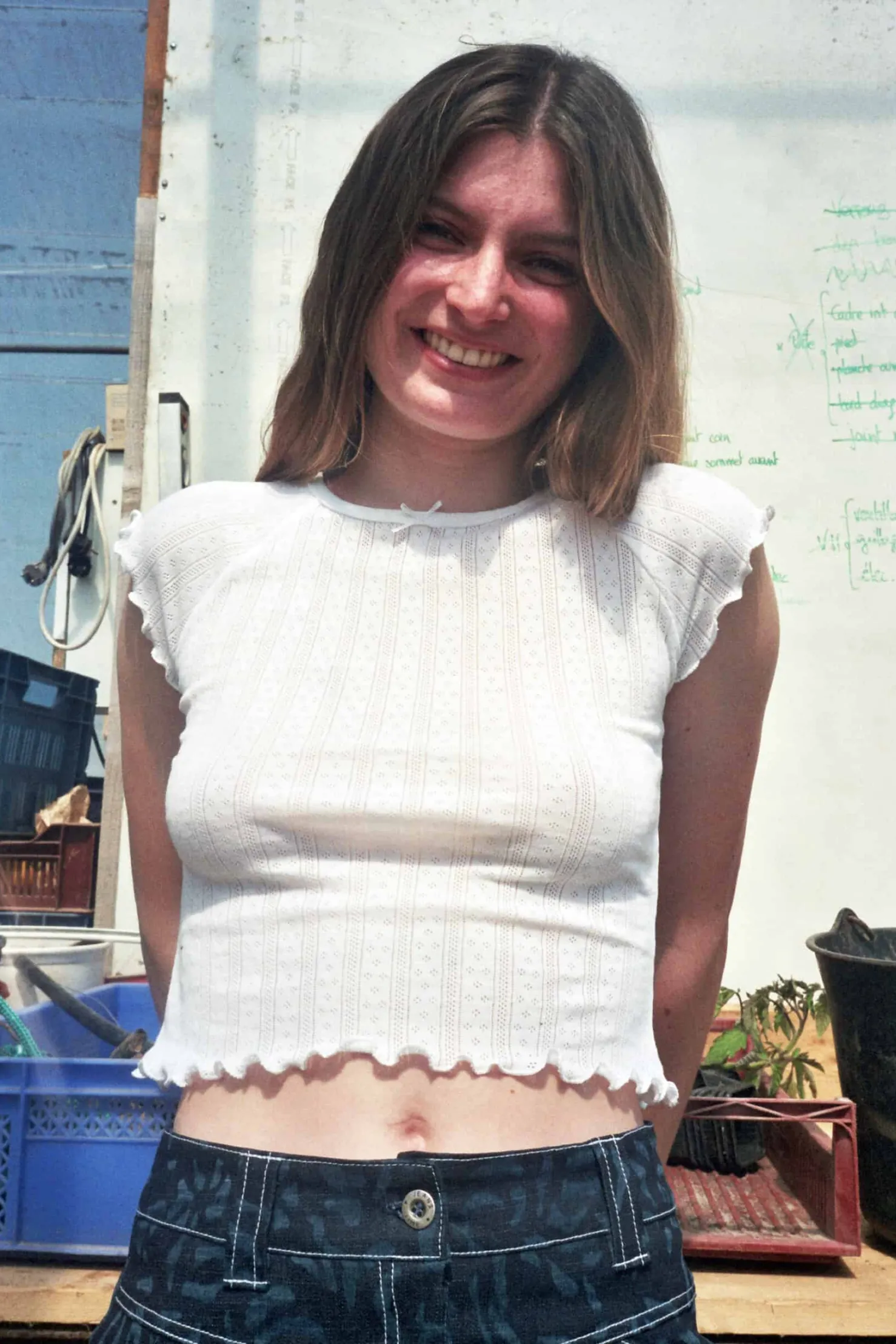 MaisonCléo Tops>T-shirt en jersey pointelle blanc