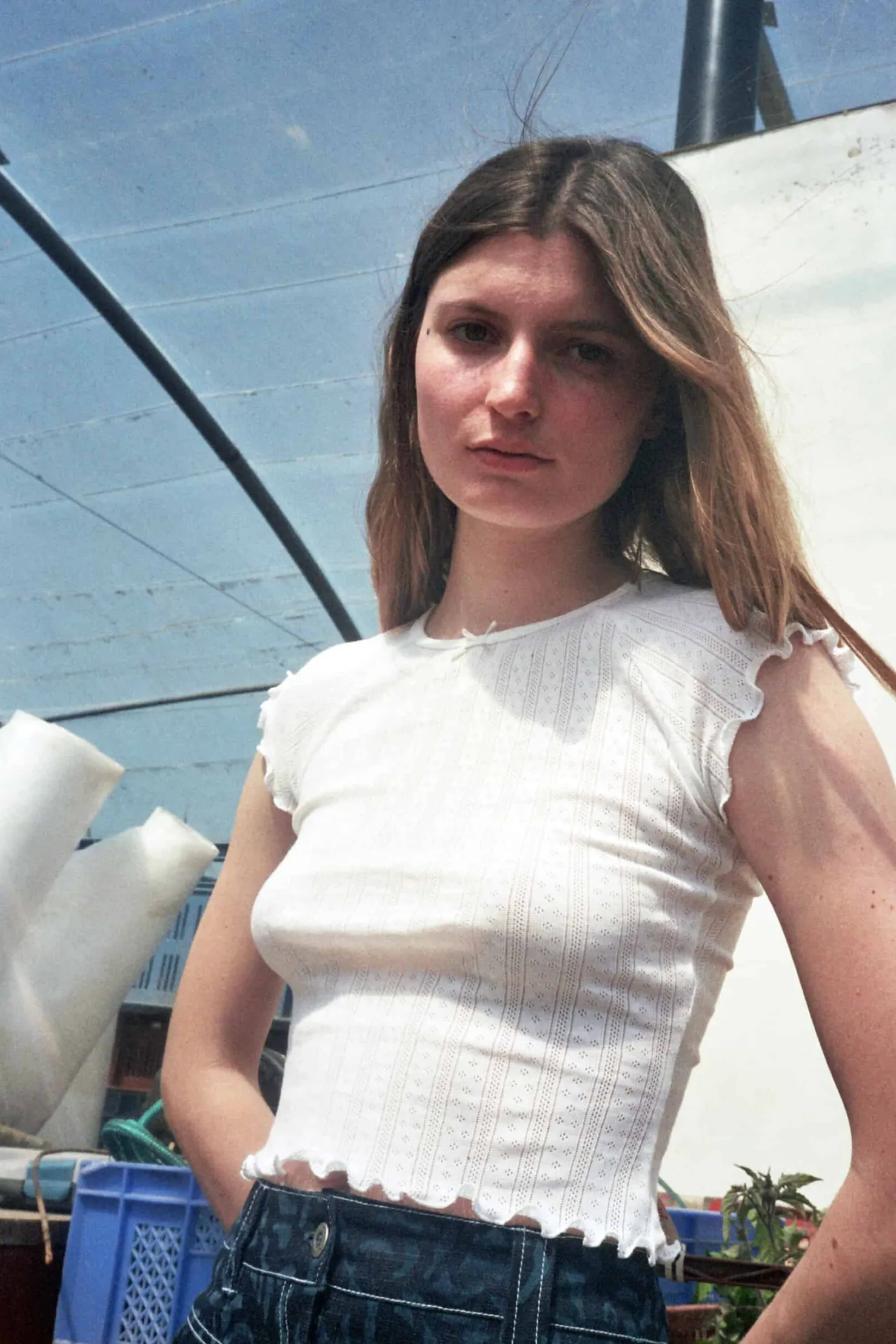MaisonCléo Tops>T-shirt en jersey pointelle blanc
