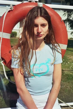 MaisonCléo Tops>T-shirt FFF glitter bleu océan