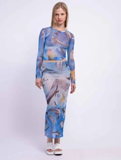 MaisonCléo Tops>T-shirt manches longues en maille dauphins et coquillages